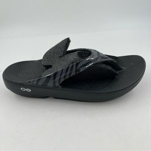 NEW! Oofos Women’s Oolala Limited Black Zebra Thong Recovery Sandals - Size 9